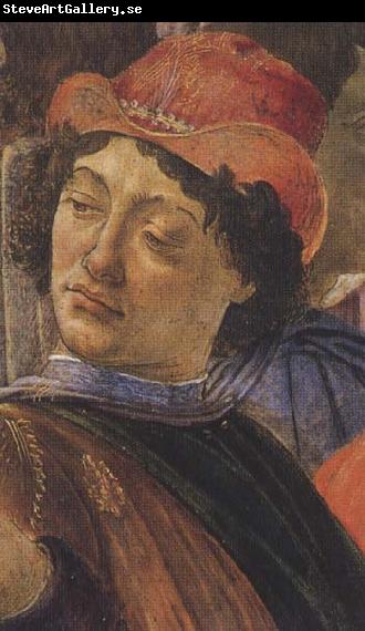 Sandro Botticelli Personage wearing a green mantle third in the group on the left
